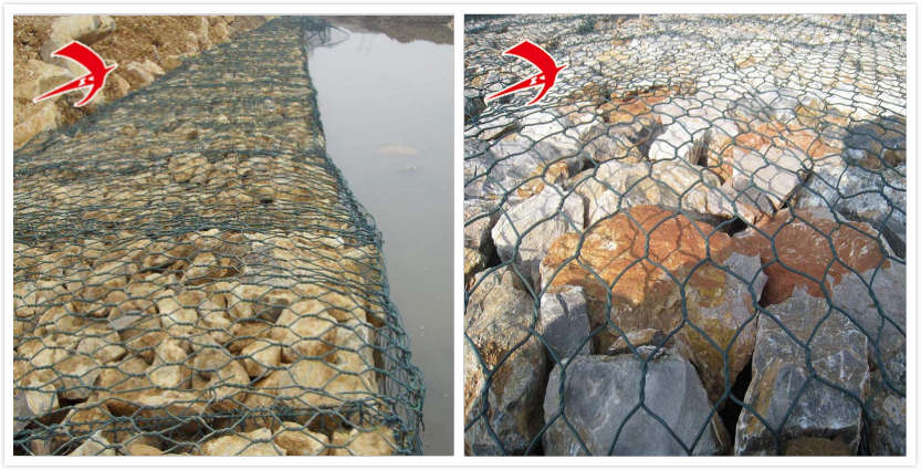 Galvanized gabion baskets with PVC coating